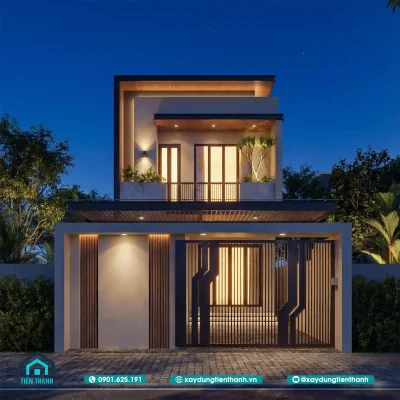 nha 2 tang mai bang dep hien dai 2e 400x400 - 125+ Mẫu nhà 2 tầng mái bằng đẹp hiện đại [SIÊU HOT]