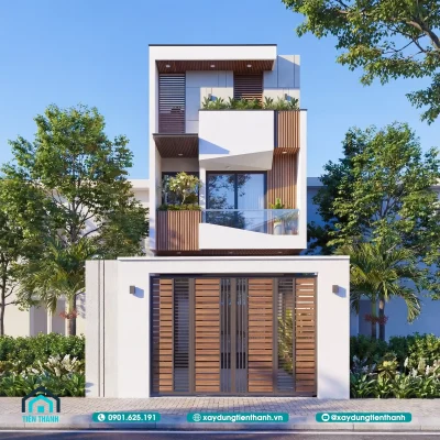 ban ve 3d nha ong 2 tang 5x20 1 400x400 - Bản Vẽ 3D Nhà Ống 2 Tầng 5x20 Hiện Đại: Giải Pháp Hoàn Hảo