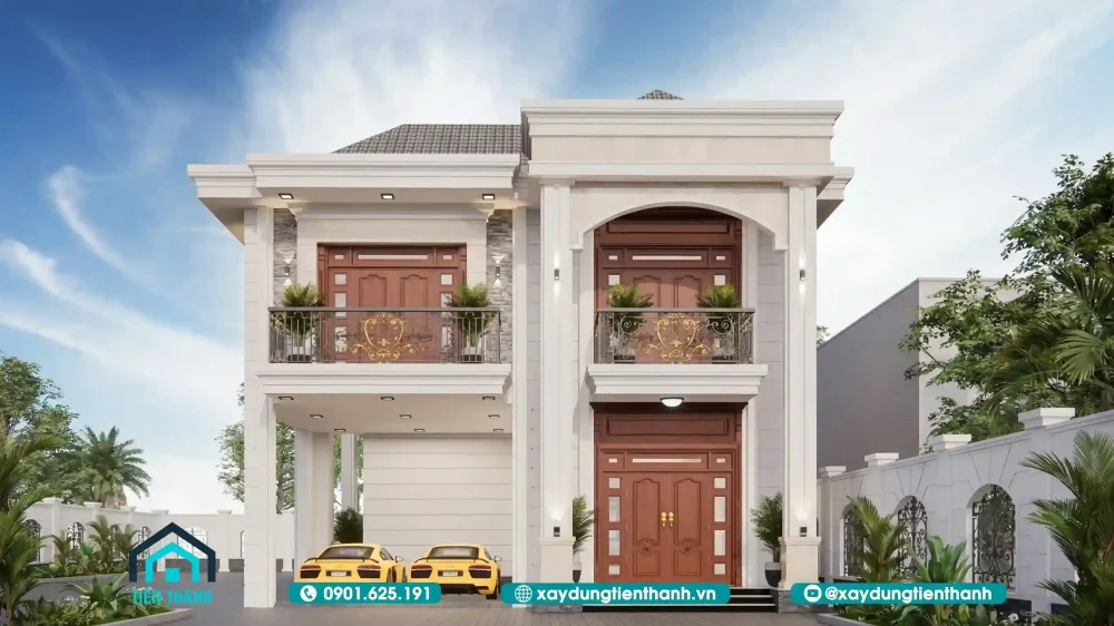 biet thu 2 tang 200m2 1 1000x562 - Mẫu Nh&agrave; 2 Tầng Hiện Đại: Xu Hướng Kiến Tr&uacute;c Tối Ưu Kh&ocirc;ng Gian