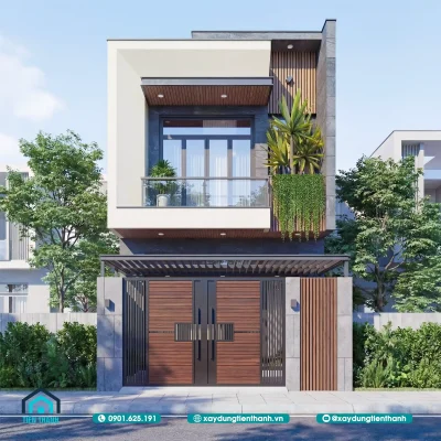 mat tien 5m mau nha ong 2 tang dep nha 1 400x400 - Mặt tiền 5m mẫu nhà ống 2 tầng đẹp nhất: kiến trúc hiện đại