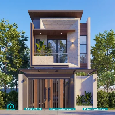 mau nha 2 tang mat tien 6m hien dai 1 400x400 - Mẫu Nhà 2 Tầng Mặt Tiền 6m Hiện Đại: Đẳng Cấp 6x25m