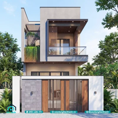 mau nha mat tien 6m 2 tang 1 400x400 - Mẫu Nhà Mặt Tiền 6m 2 Tầng Hiện Đại Hợp Xu Hướng