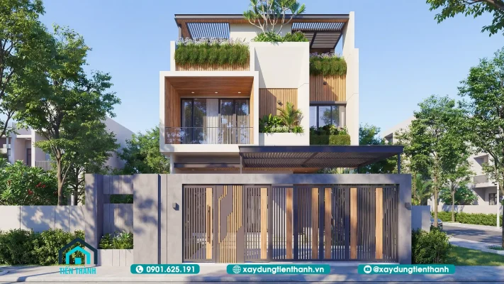 mau nha ngang 10m 2 tang 1 711x400 - Mẫu Nhà Ngang 10m 2 Tầng Hiện Đại: Kiến Trúc Đẳng  Cấp