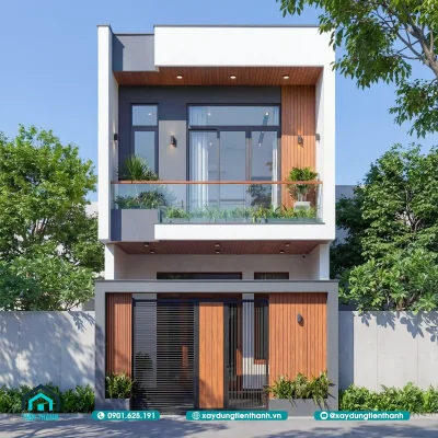 mau nha rong 5m dai 20m 2 tang 1 1 400x400 - Mẫu nhà rộng 5m dài 20m 2 tầng: Kiến trúc hiện đại và tối ưu