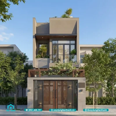 nha 2 tang 3 phong ngu 1 400x400 - Mẫu Nhà 2 Tầng 3 Phòng Ngủ Hiện Đại: Hoàn Hảo Cho Gia Đình Trẻ