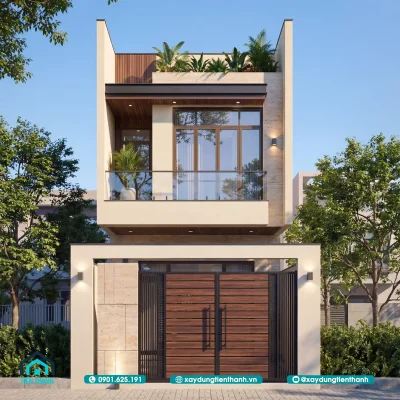 nha 2 tang 5m mat tien 1 400x400 - Mẫu Nhà 2 Tầng 5m Mặt Tiền Hiện Đại: Kích thước 5x23,5m