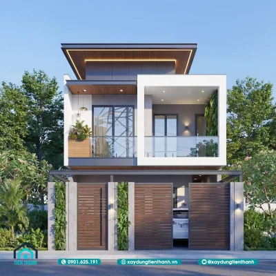 nha 2 tang don gian 1 400x400 - Mẫu Nhà 2 Tầng Đơn Giản Hiện Đại 7,5x20m tối ưu công năng