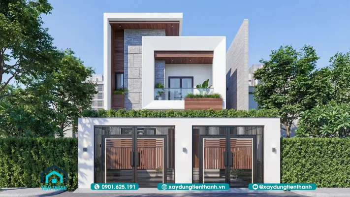 nha 2 tang mat tien 8m 4 phong ngu 1 711x400 - Mẫu Thiết Kế Nhà 2 Tầng Mặt Tiền 8m 4 Phòng Ngủ Hiện Đại