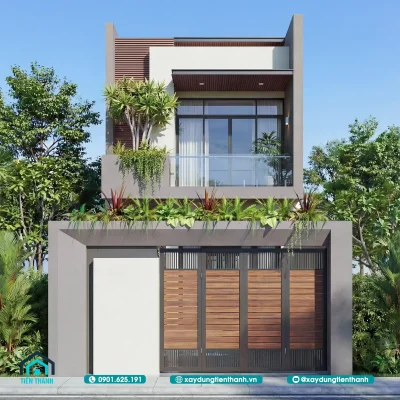 nha 2 tang phong cach hien dai 1 400x400 - Nhà 2 Tầng Phong Cách Hiện Đại: Giải Pháp Tối Ưu Không Gian