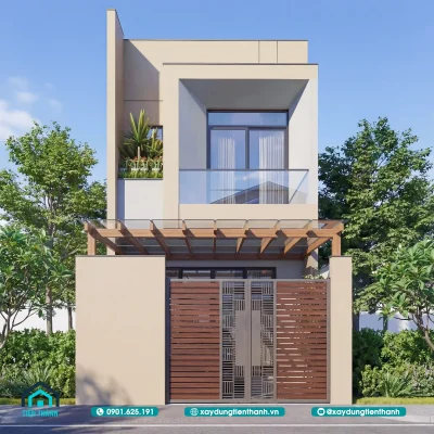 phoi canh mat tien nha pho 5m 2 tang 1 400x400 - Phối Cảnh Mặt Tiền Nhà Phố 5m 2 Tầng: Tối Ưu Công Năng