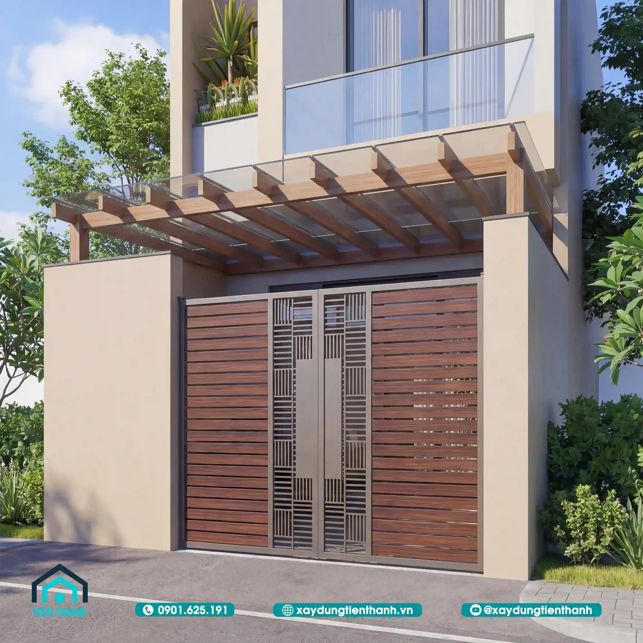 Phối Cảnh Mặt Tiền Nhà Phố 5m 2 Tầng: Tối Ưu Công Năng phoi canh mat tien nha pho 5m 2 tang 4 scaled - Phối Cảnh Mặt Tiền Nhà Phố 5m 2 Tầng: Tối Ưu Công Năng