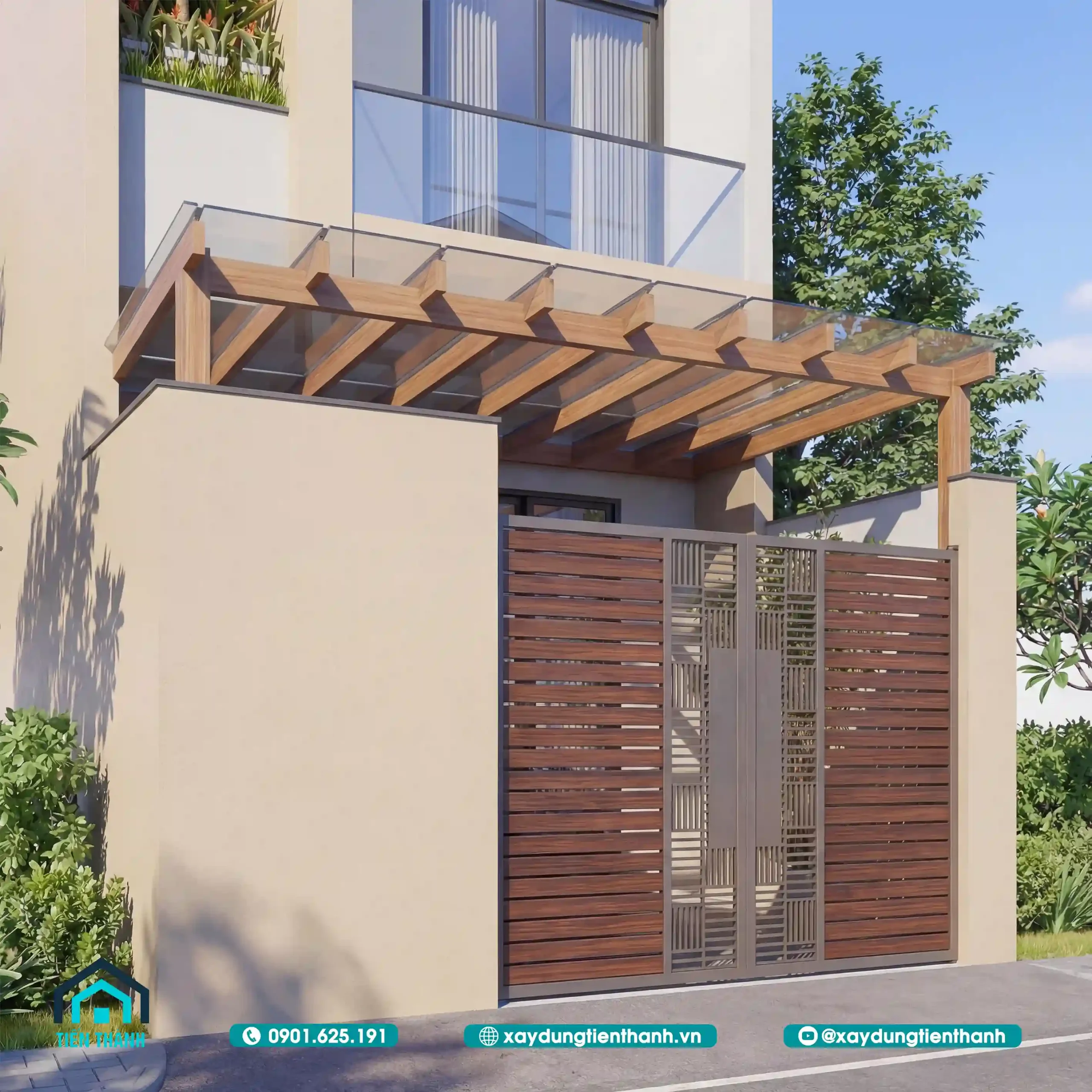 Phối Cảnh Mặt Tiền Nhà Phố 5m 2 Tầng: Tối Ưu Công Năng phoi canh mat tien nha pho 5m 2 tang 5 scaled - Phối Cảnh Mặt Tiền Nhà Phố 5m 2 Tầng: Tối Ưu Công Năng