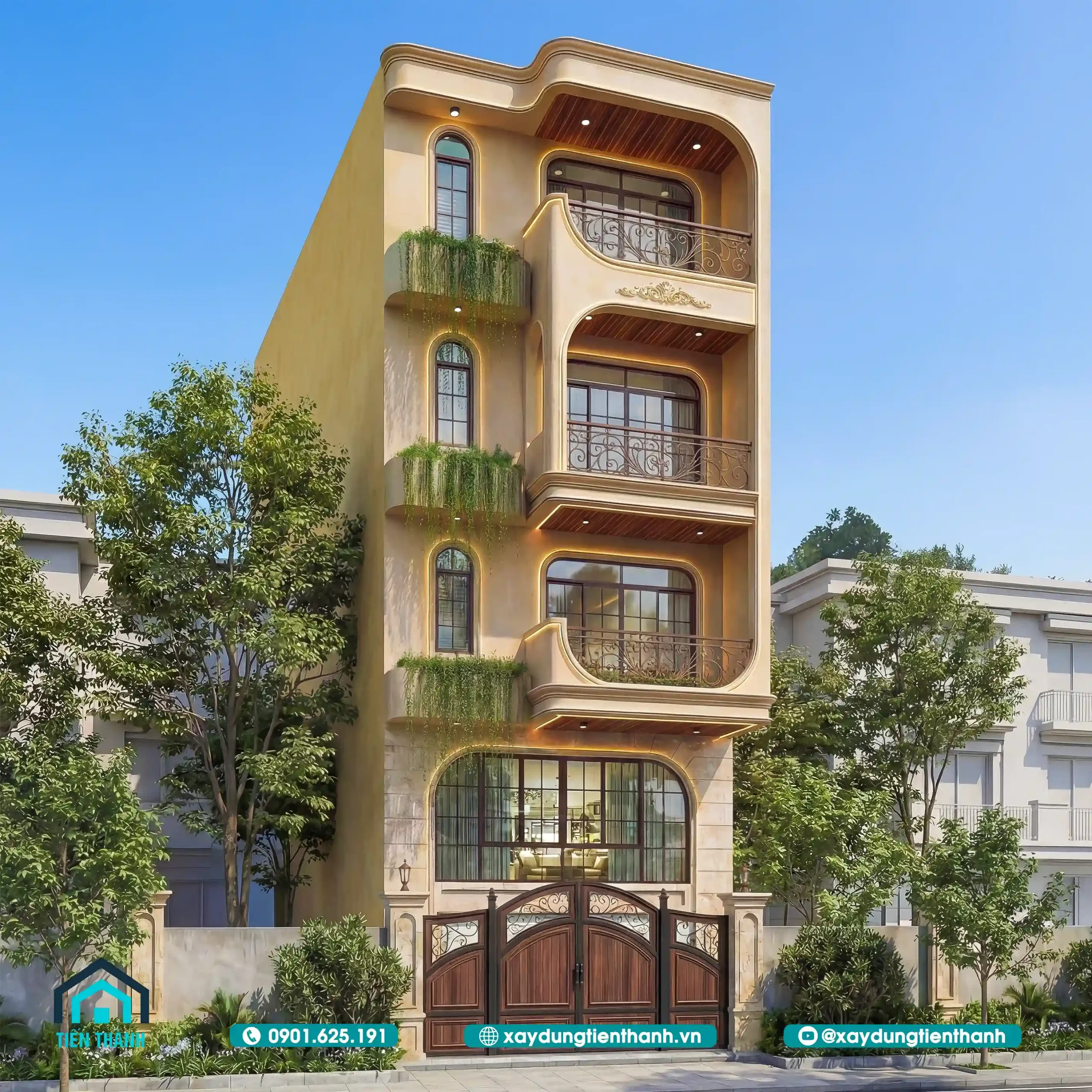 Mẫu Nhà 4 Tầng Hiện Đại: Giải Pháp Kiến Trúc Mặt tiền 6m3 mau nha 4 tang hien dai 2 scaled - Mẫu Nhà 4 Tầng Hiện Đại: Giải Pháp Kiến Trúc Mặt tiền 6m3