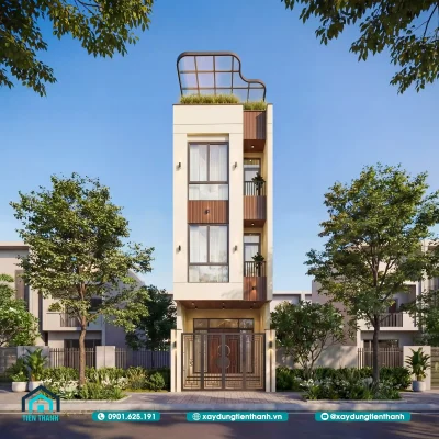 nha 4 tang hien dai 6 400x400 - Mẫu Nhà 4 Tầng Hiện Đại 4x17,5m: Kiến Trúc Đẳng Cấp