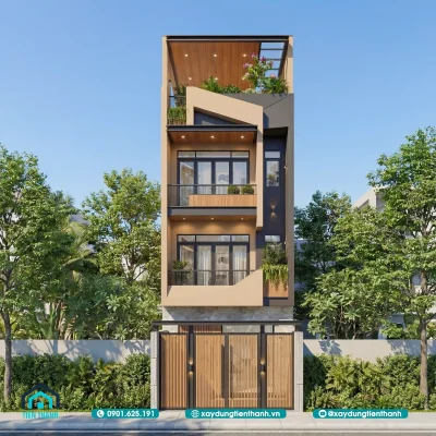 nha pho 4 tang hien dai 6 400x400 - Mẫu Thiết Kế Nhà Phố 4 Tầng Hiện Đại 5x17,5m Đẳng Cấp