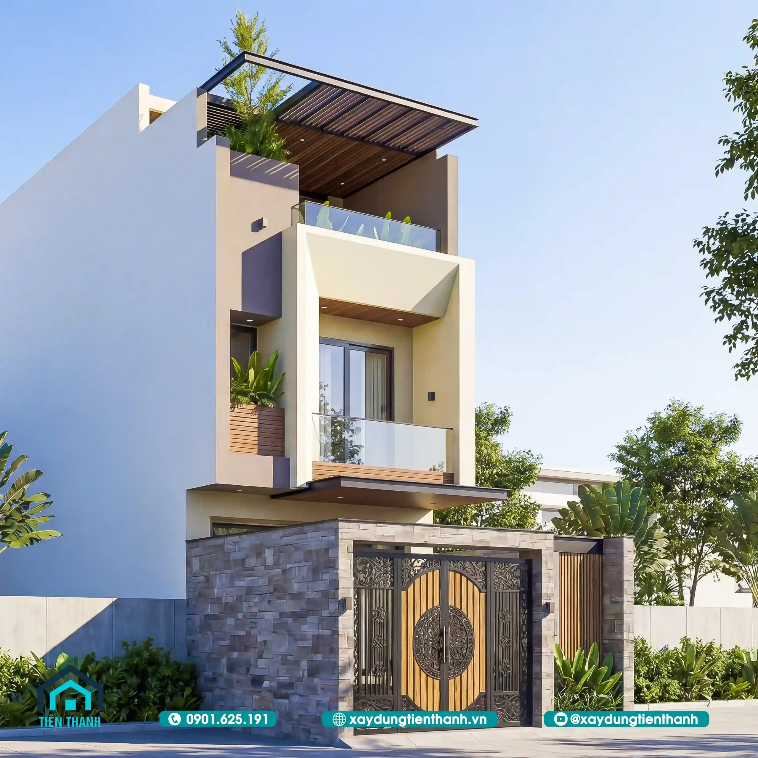 Mặt Tiền Nhà 3 Tầng Đẹp: Xu Hướng Thiết Kế Hiện Đại mat tien mau nha ong dep 3 tang 5m 5 scaled - Mặt Tiền Nhà 3 Tầng Đẹp: Xu Hướng Thiết Kế Hiện Đại