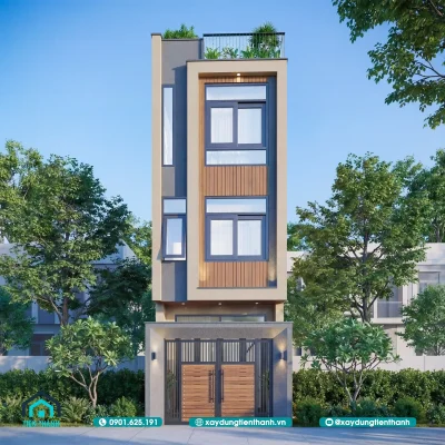 mat tien nha ong 3 tang khong ban cong 6 400x400 - Xu Hướng Thiết Kế Mặt Tiền Nhà Ống 3 Tầng Không Ban Công