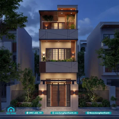 mau nha 3 tang mat tien 4m hien dai 9 400x400 - Mẫu nhà 3 tầng mặt tiền 4m hiện đại: Không gian hoàn hảo