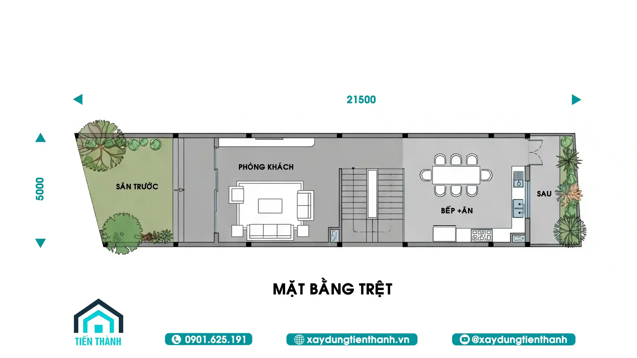 Mẫu Nhà 3 Tầng 4 Phòng Ngủ 5x20 Hiện Đại Hoàn Hảo nha 3 tang 4 phong ngu 5x20 1 scaled - Mẫu Nhà 3 Tầng 4 Phòng Ngủ 5x20 Hiện Đại Hoàn Hảo