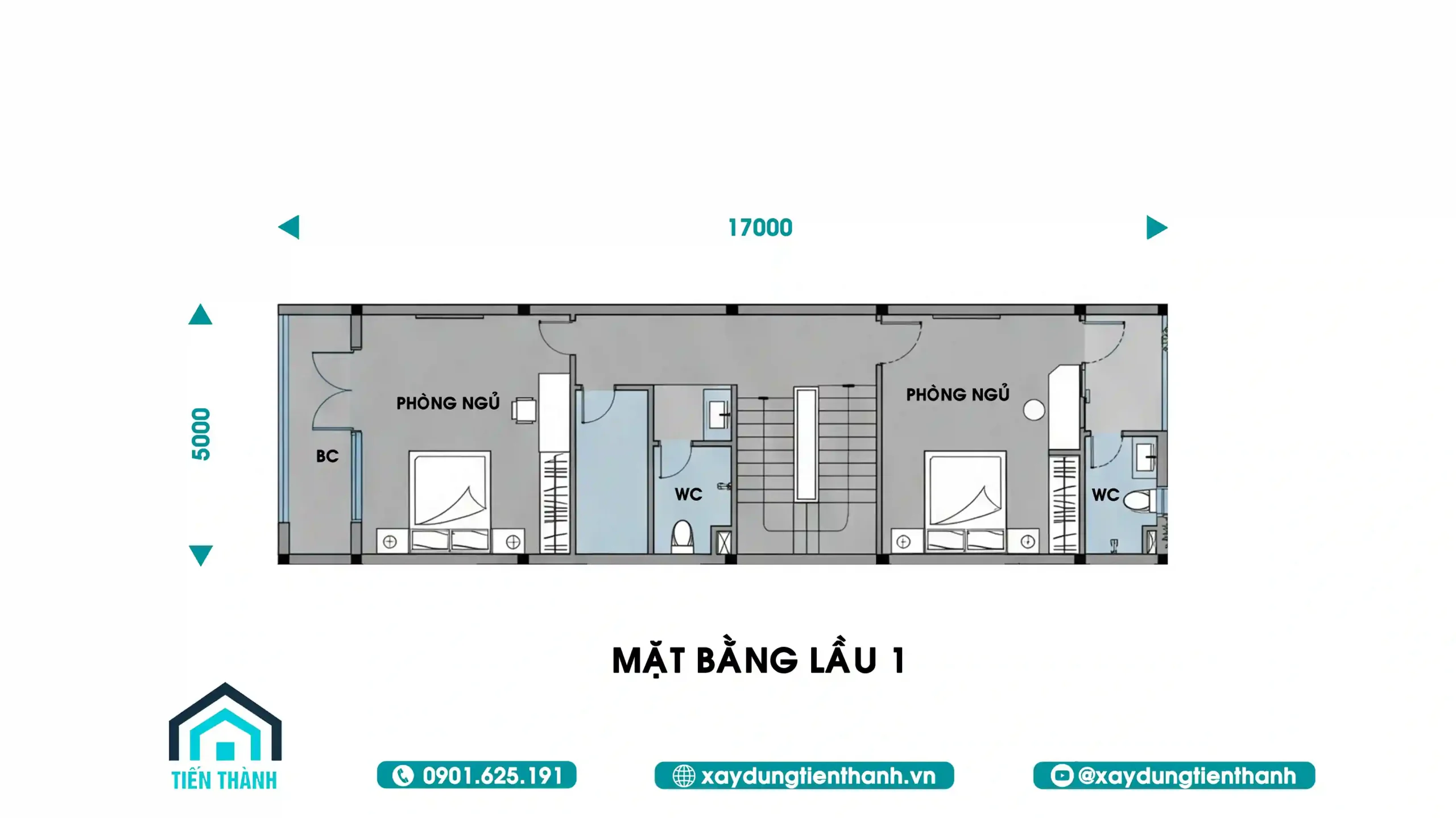 Mẫu Nhà 3 Tầng 4 Phòng Ngủ 5x20 Hiện Đại Hoàn Hảo nha 3 tang 4 phong ngu 5x20 2 scaled - Mẫu Nhà 3 Tầng 4 Phòng Ngủ 5x20 Hiện Đại Hoàn Hảo