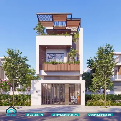 nha mat tien 6m 3 tang dep 4a 400x400 - Nhà mặt tiền 6m 3 tầng đẹp: Giải pháp kiến trúc tối ưu