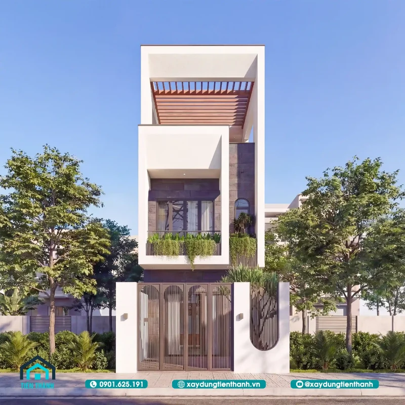 thiet ke nha ong 3 tang co gieng troi dien tich 5x20m 4 800x800 - Nh&agrave; 3 Tầng 3 Ph&ograve;ng Ngủ 1 Ph&ograve;ng Thờ Hiện Đại Đẹp