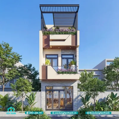 trang tri mat tien nha ong 3 tang dep 4 400x400 - Trang Trí Mặt Tiền Nhà Ống 3 Tầng Đẹp: Nghệ Thuật Hiện Đại