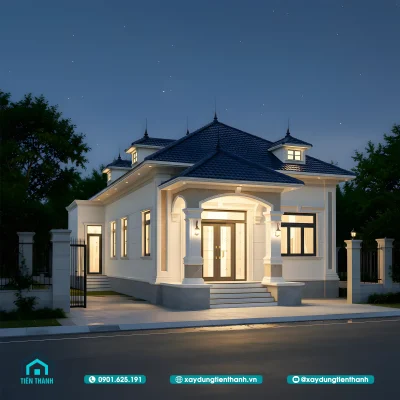 mau nha cap 4 tan co dien 1a 400x400 - Nhà Cấp 4 Tân Cổ Điển Mái Nhật Sang Trọng Cho Gia Đình Việt